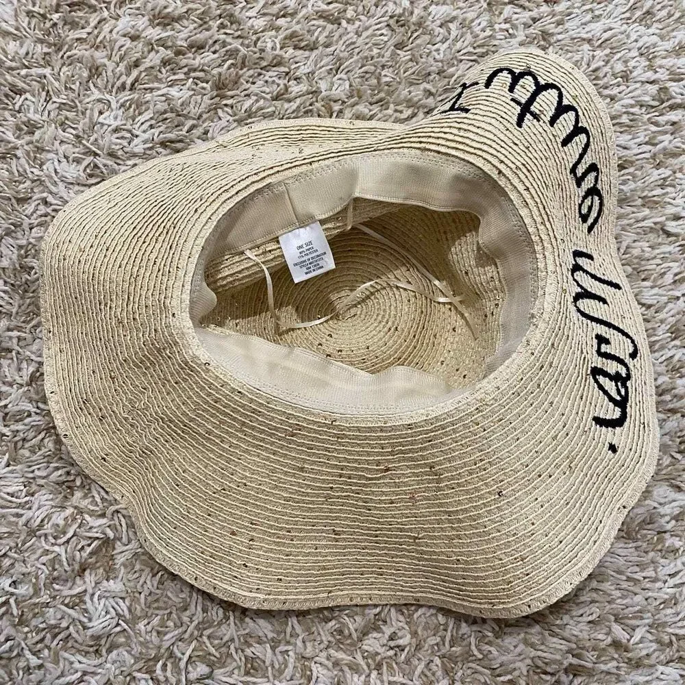 Francesca’s Women's Future Mrs Bride Wife Straw Floppy Sun Hat One Size